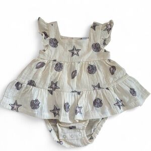 Carter's Baby Girl Cream Star and Shell Print Diaper Dress
